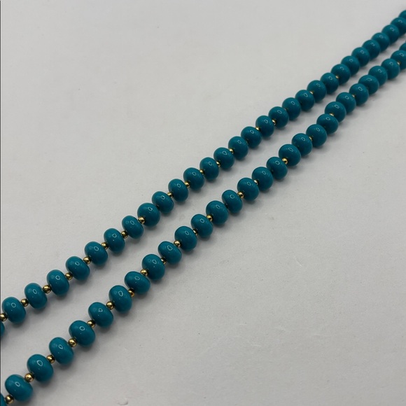 VTG Lucite Turquoise Beaded Necklace disk shaped beads colorful artsy boho NWT - Picture 6 of 8